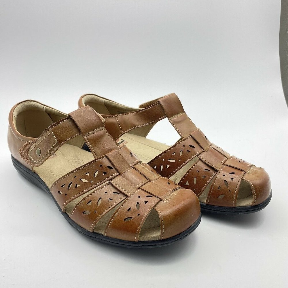 Earth Spirit Cushioned Gelron Fisherman Sandals Womens 9.5 Brown Man Made
